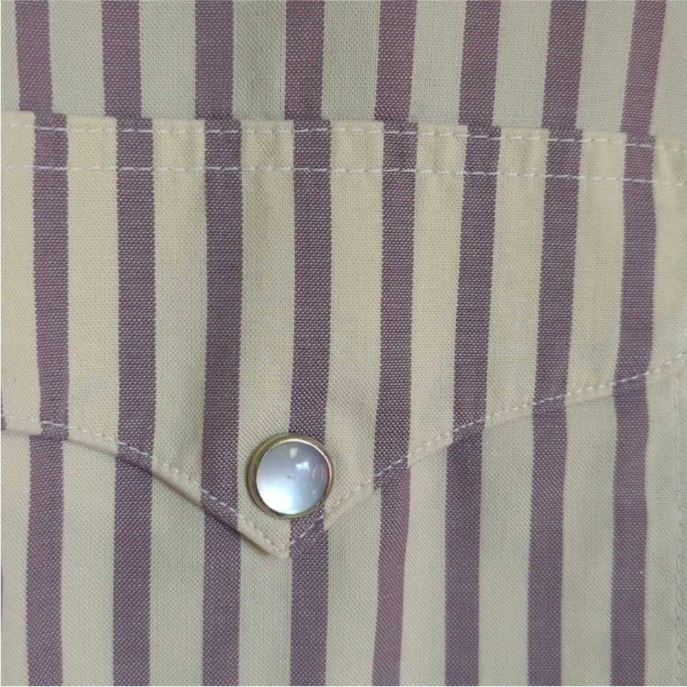 Ruddock Bros Shirtmakers Pinstripe Pearl Snap Western Button Up Vintage - Picture 5 of 9